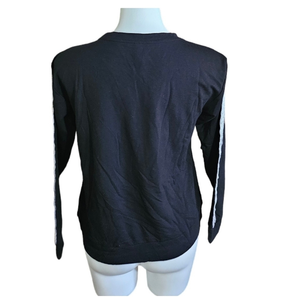 Flora Nikrooz Lace detail Lounge Sweatshirt Black Size S - Picture 3 of 9